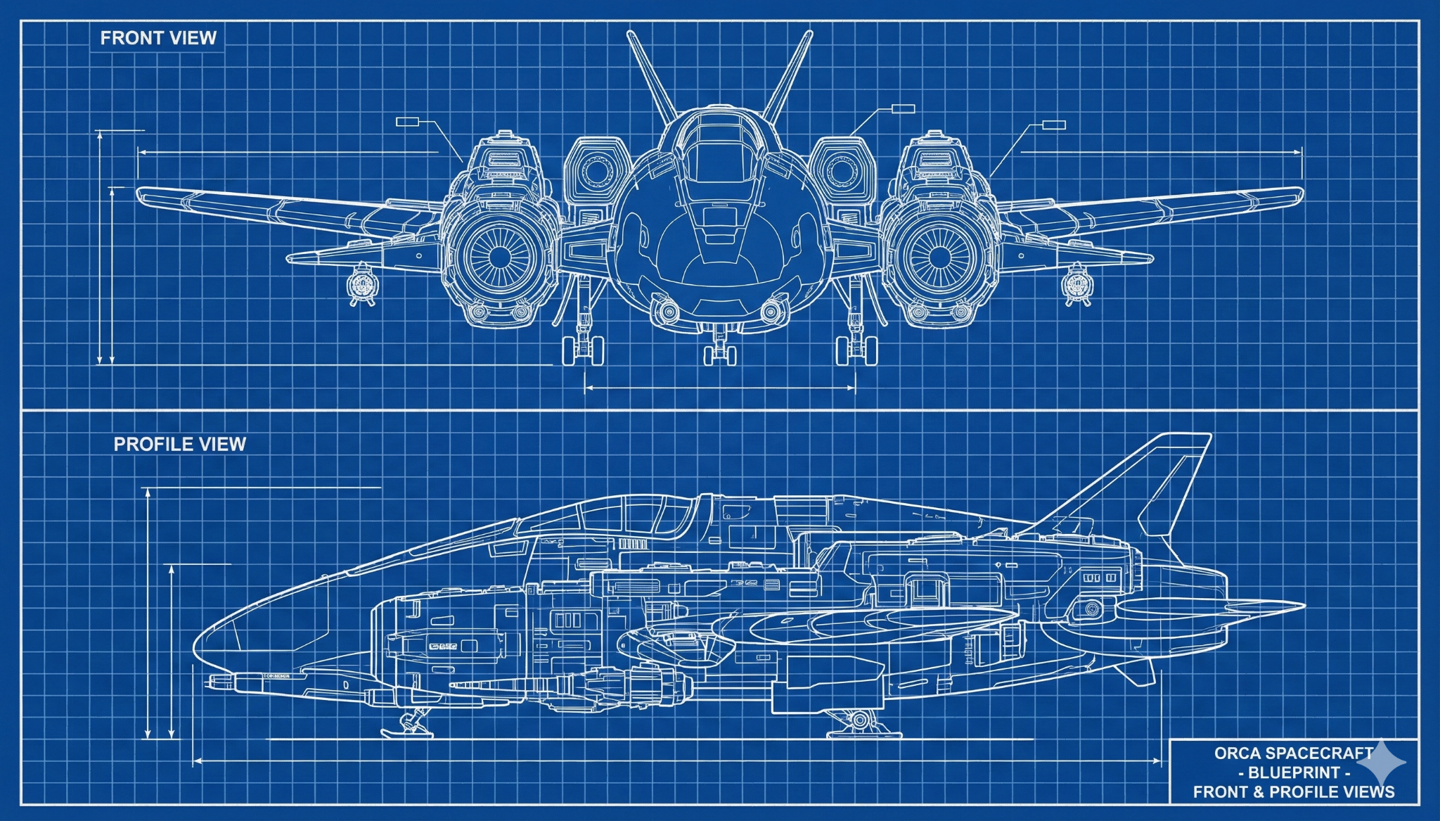 ORCA front and profile blueprint